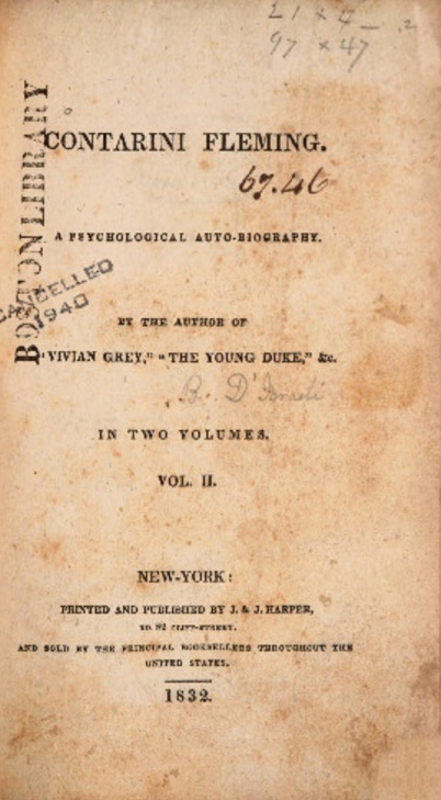 Contarini Fleming, A Psychological Autobiography vol. 2