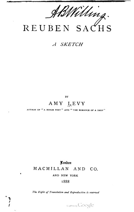 Reuben Sachs: A Sketch