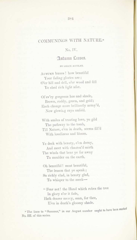 "Communings with Nature, No. IV, Autumn Leaves" 