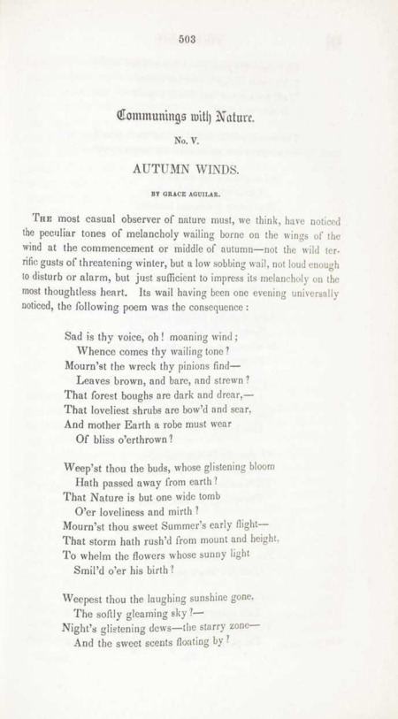 "Communings with Nature, No. V, Autumn Winds" 