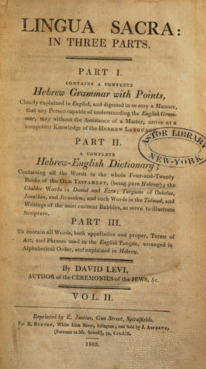 Lingua Sacra: in Three Parts