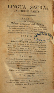 Lingua Sacra: in Three Parts