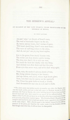 The Hebrew's Appeal, On Occasion of the Late Fearful Ukase Promulgated by the Emperor of Russia